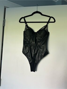 Fleur du Mal Faux Leather Bustier Bodysuit
